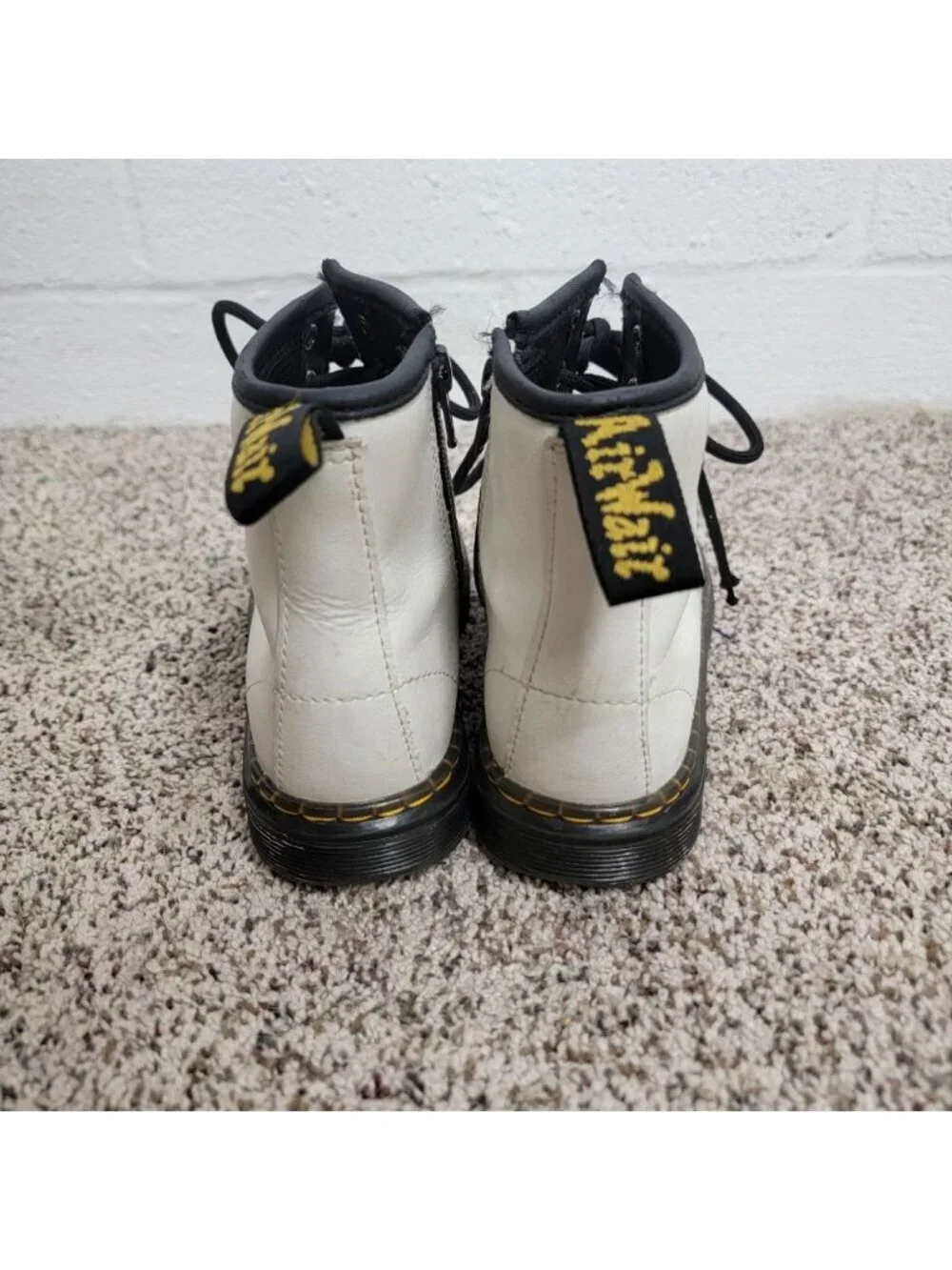 Dr. Martens Youth White Black Combat Boots US Size 1 Grunge punk emo